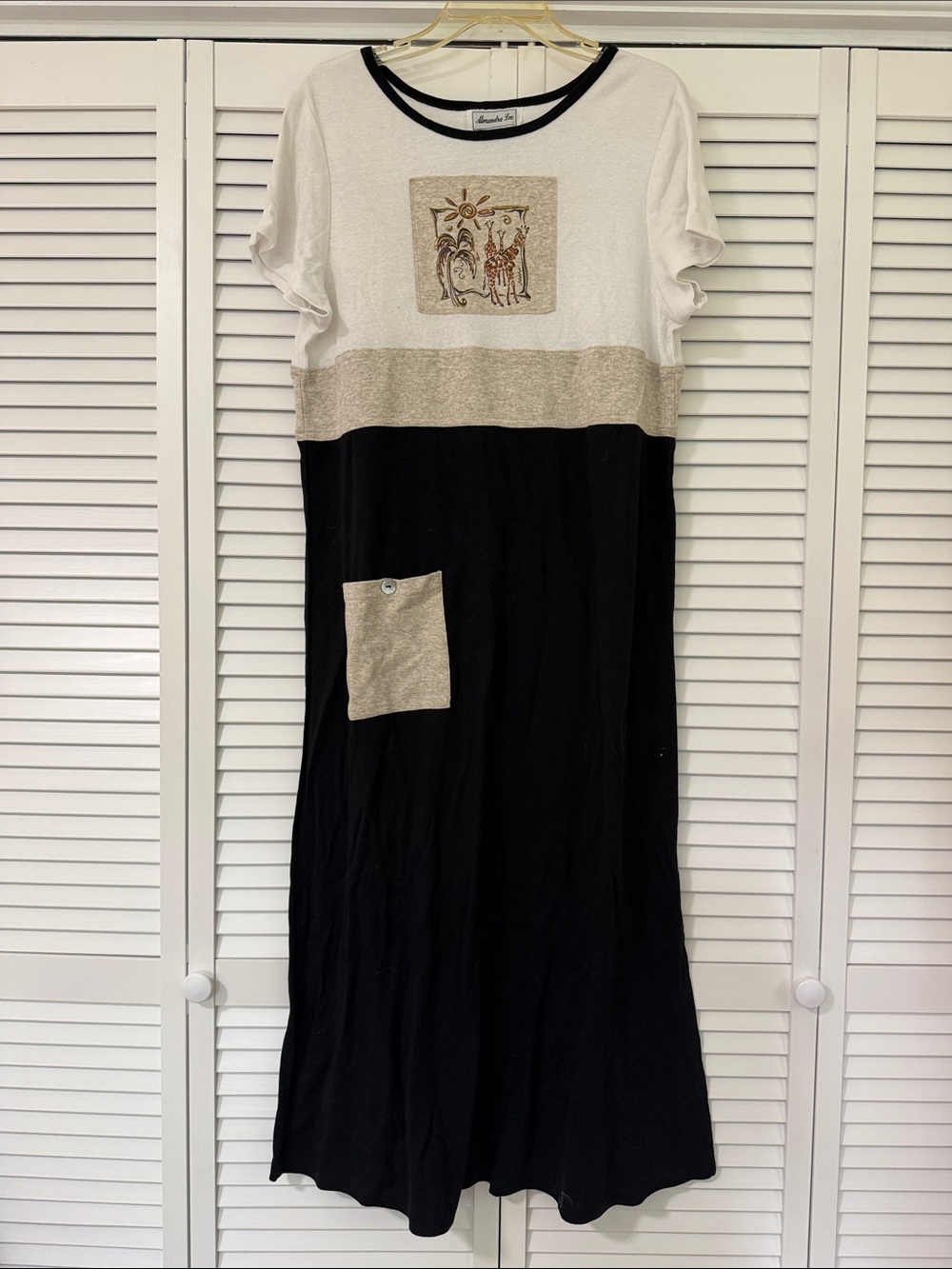 Alexandra Lee Black and Cream Colorblock Maxi Dress